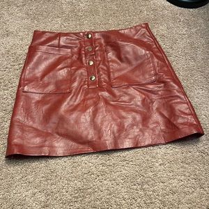 Forever 21 Red Faux Leather Skirt